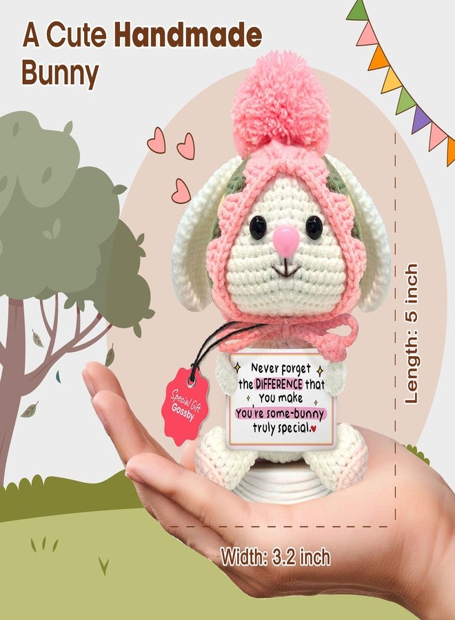 Gossby Positive Bunny Crochet - NEVER FORGET THE DIFFERENCE YOU MAKE - Inspirational Gift for Women - Christmas, Birthday, Emotional Support, Positive Energy Gift for Friend, Coworker, Teacher, Mom - Image 3